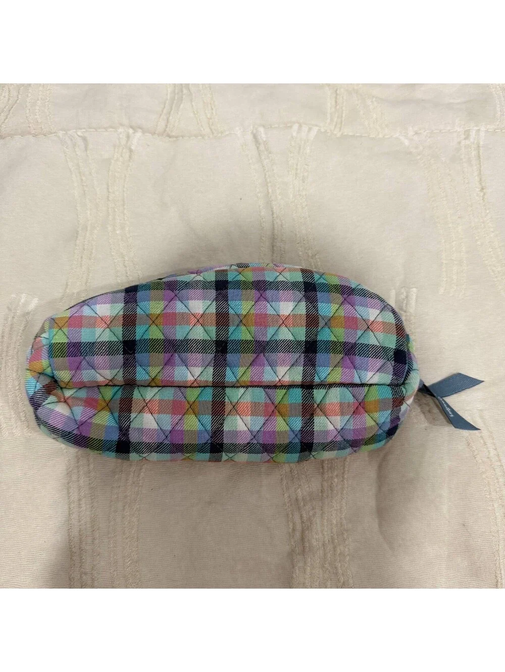 Vera Bradley Quilted Cosmetic Makeup Bag Multicolor Plaid Travel Pouch 9